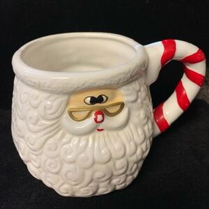 Vintage World Bazaar Santa Claus Ceramic Mug with Candy Cane Handle